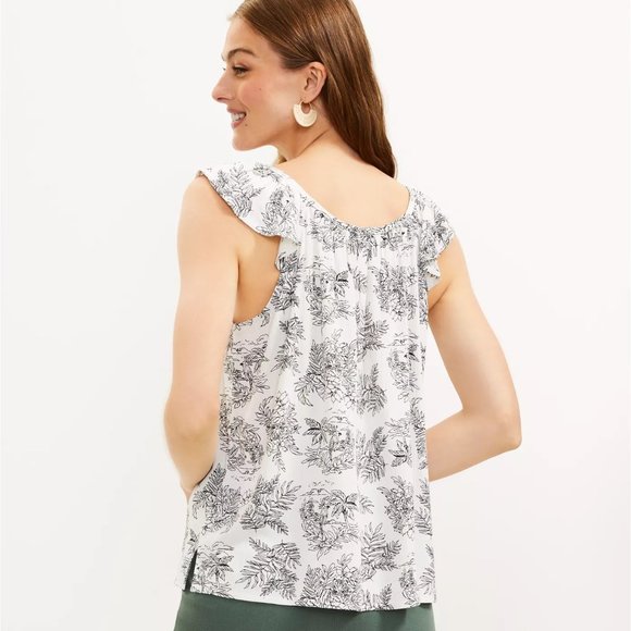 NWOT LOFT Flutter Strap Cami in White Safari Print - Picture 3 of 6